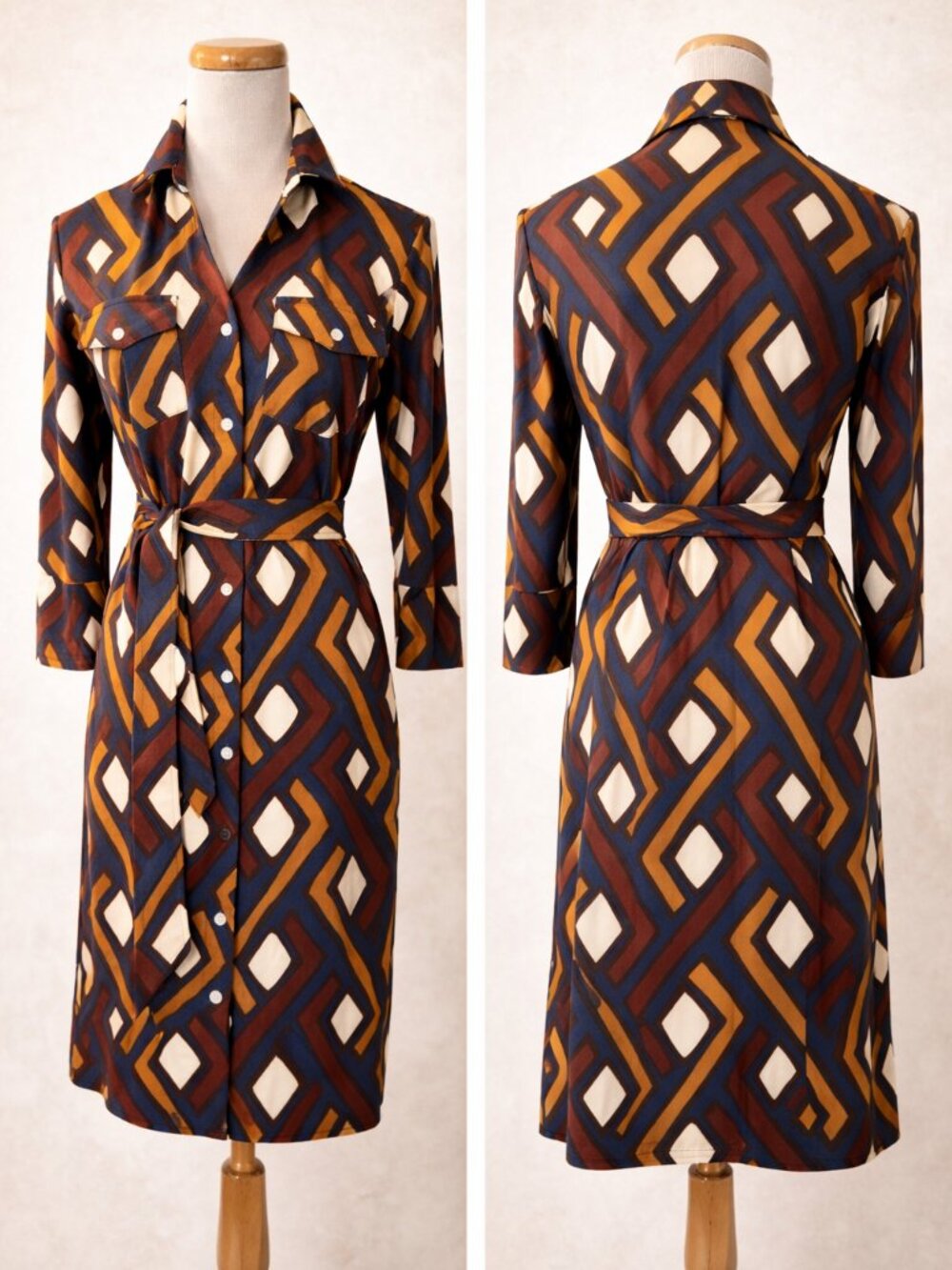 [J. McLaughlin] Brynn Geo Print Shirt Dress – Effortless Classic Sz: XS - Picture 2 of 11